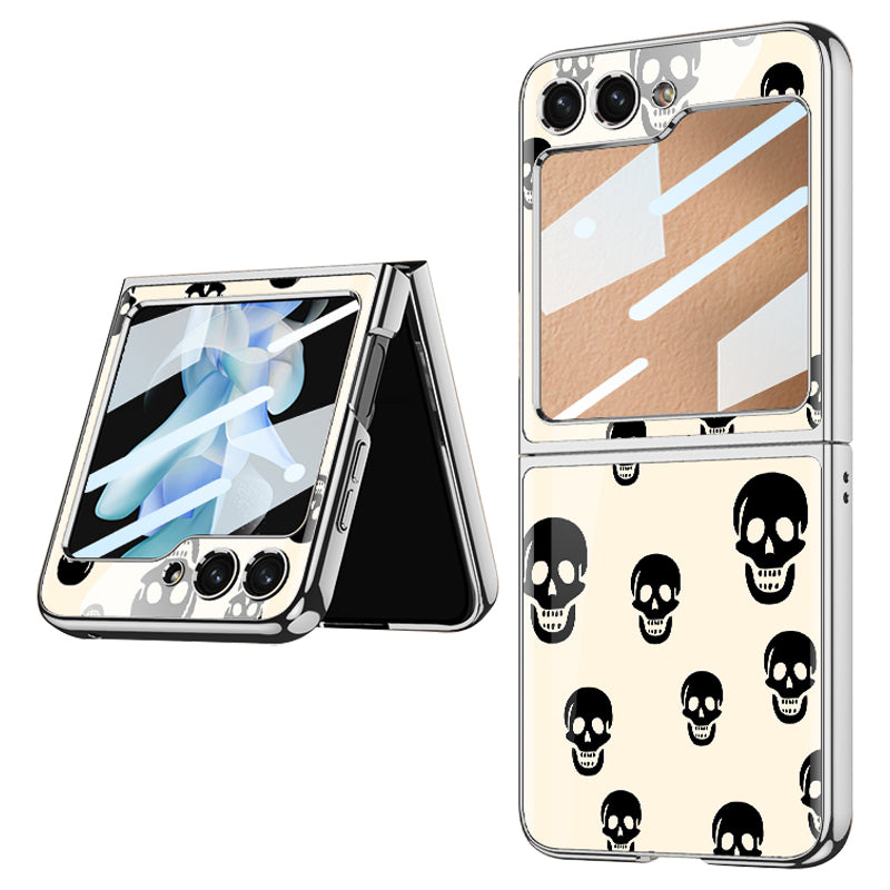 GKK Style 3 For Samsung Galaxy Z Flip5 5G Hard PC Phone Case Pattern Printing Shockproof Phone Cover with Tempered Glass Film GKK Style 3 For Samsung Galaxy Z Flip5 5G Hard PC Phone Case Pattern Printing Shockproof Phone Cover with Tempered Glass Film